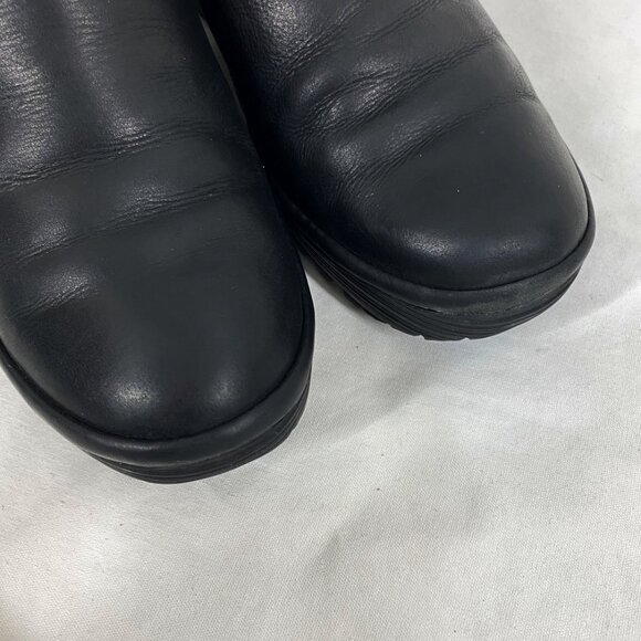 Fly London Ankle Boots Black Leather Pull on Chelsea Wedge Heel - Picture 4 of 11